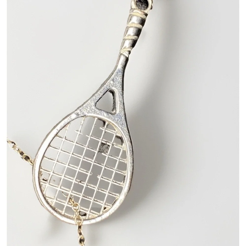 Tennis Racket Necklace‎ Tennis Player Charm Jewelry 925 Sterling Silver